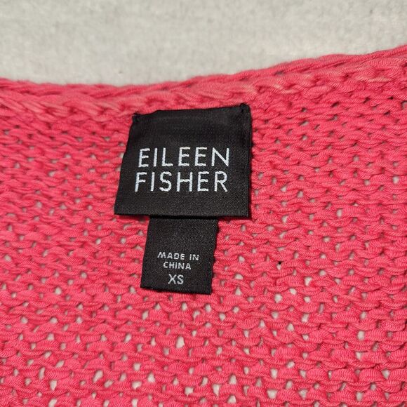 Eileen Fisher Cardigan Womens Sz XS Red Loose Knit Lagenlook Cold Winter Top - Picture 9 of 13